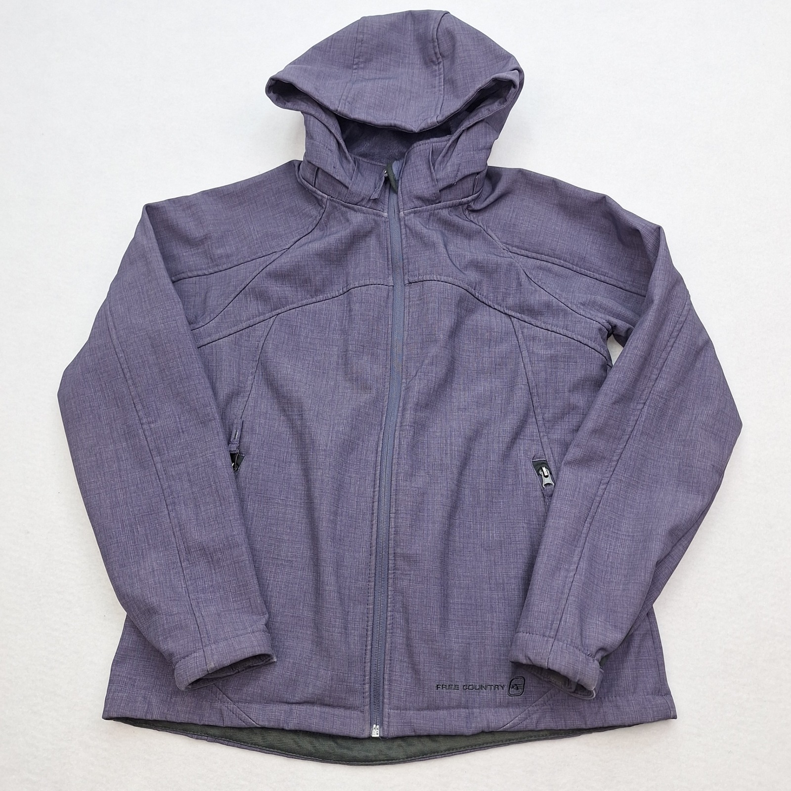 Free Country Coat Womens Medium Purple Hooded Softshell Jacket Water Resistant